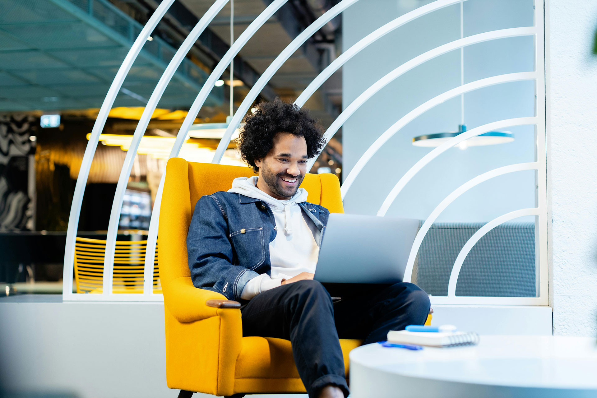 man working on laptop